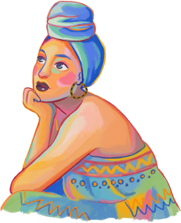 Painterly Kwanzaa Woman Sitting